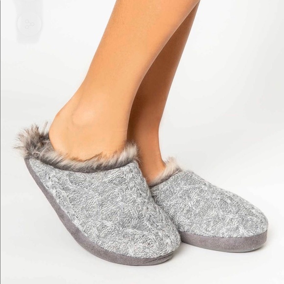 cable knit mule slippers